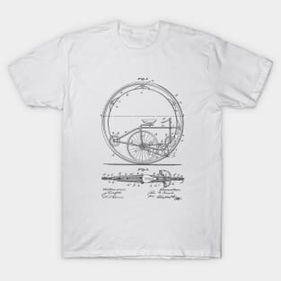 Monocycle Vintage Patent Hand Drawing T-Shirt